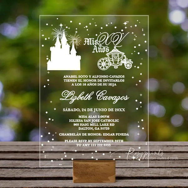 fairytale Cinderella acrylic quinceanera invitations ROSYA69 - Rosy Prints
