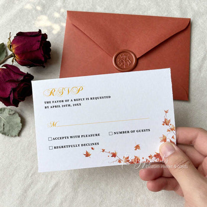 fall maple leaf clear acrylic wedding invitations