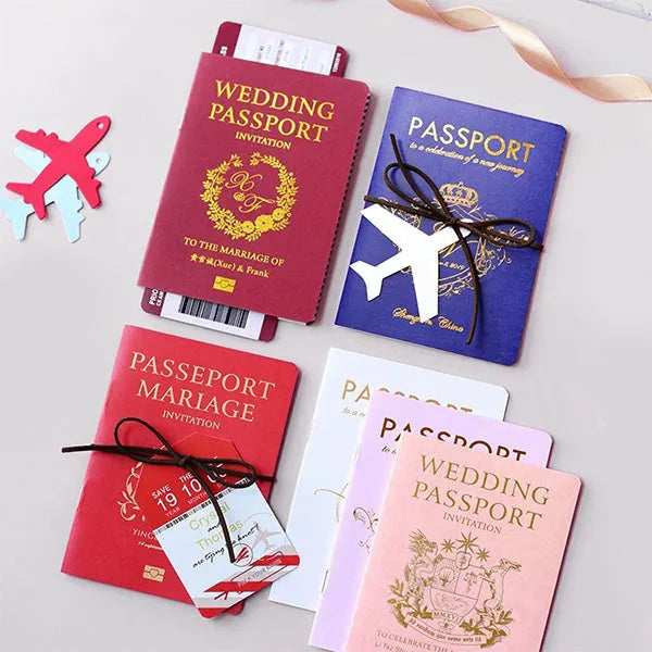 gold foil boarding passport ticket wedding card ROSYF10 - Rosy Prints