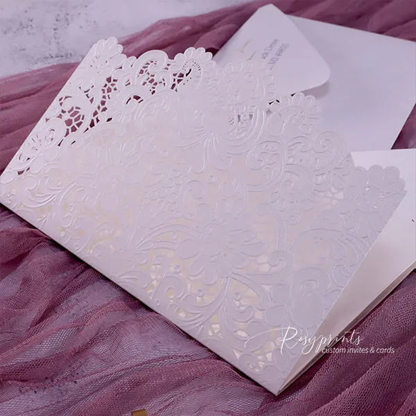 formal ivory and gold vintage wedding invitations ROSYP61 - Rosy Prints