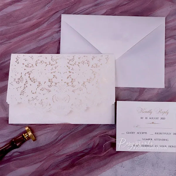 formal ivory and gold vintage wedding invitations ROSYP61 - Rosy Prints