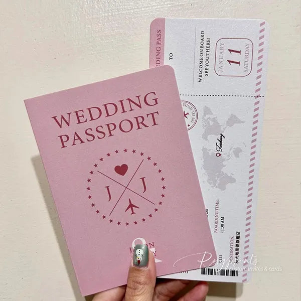 custom passport destination wedding invitations ROSYF09 - Rosy Prints