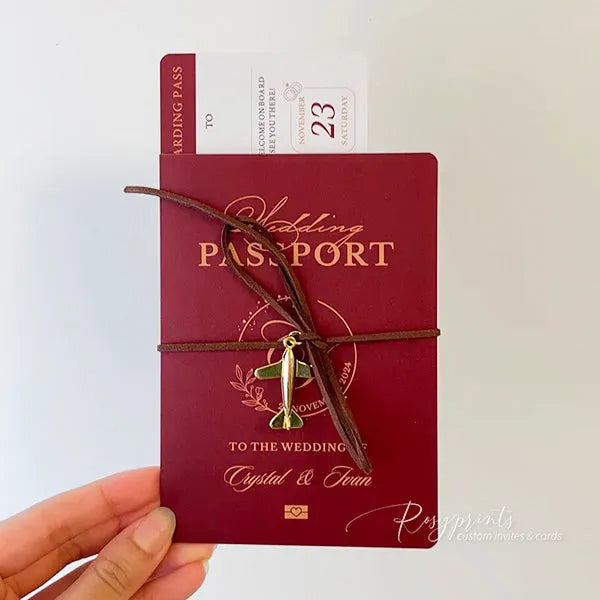 custom passport destination wedding invitations ROSYF09 - Rosy Prints