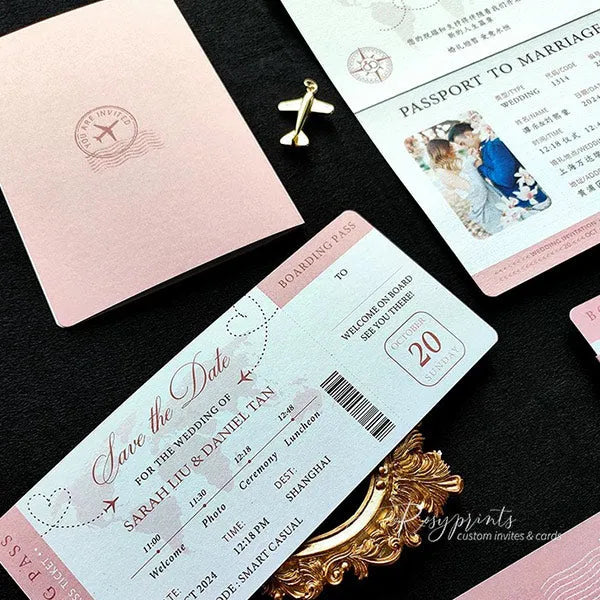 custom passport destination wedding invitations ROSYF09 - Rosy Prints