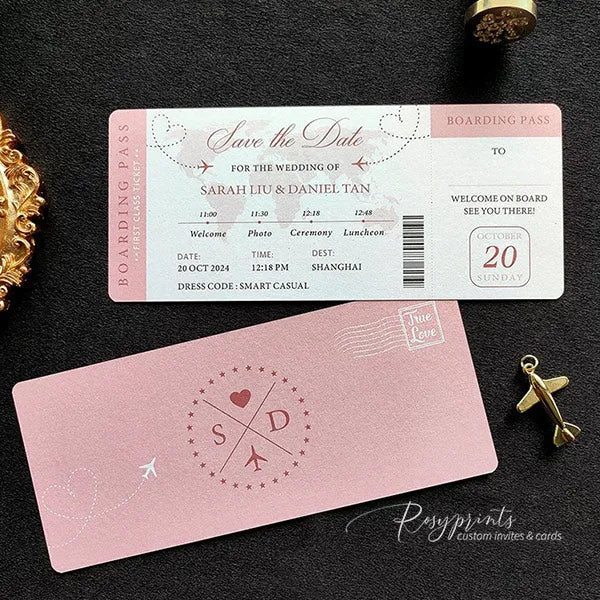 custom passport destination wedding invitations ROSYF09 - Rosy Prints