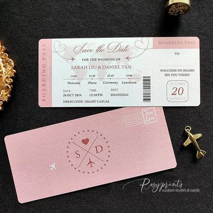 custom passport destination wedding invitations ROSYF09 - Rosy Prints