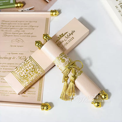 luxury gold foil scroll wedding quinceanera invitations