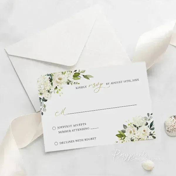 white gold floral acrylic wedding invitations ROSYA30 - Rosy Prints