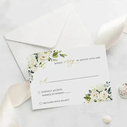 white gold floral acrylic wedding invitations ROSYA30 - Rosy Prints