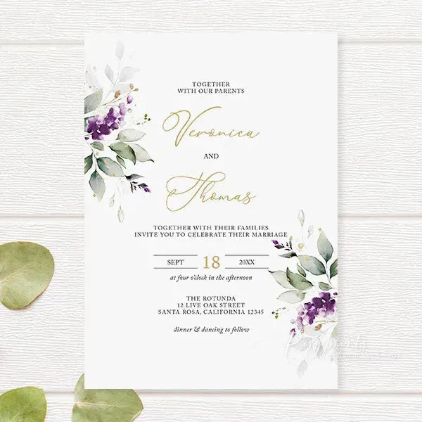 rustic purple lavender wedding invitations RPFLAT19 - Rosy Prints