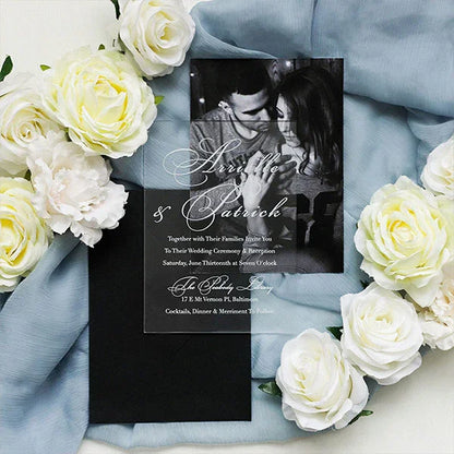 modern minimalist frosted acrylic wedding invitations