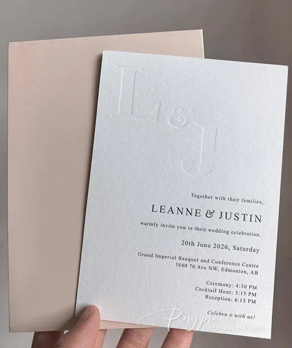 simple elegant letterpress wedding invitations ROSYL08