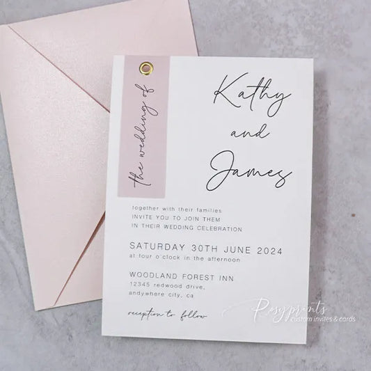 Modern Blush and Dusty Rose Wedding Invitations Suite