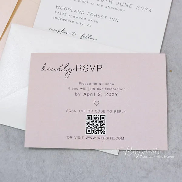 Modern Blush and Dusty Rose Wedding Invitations Suite