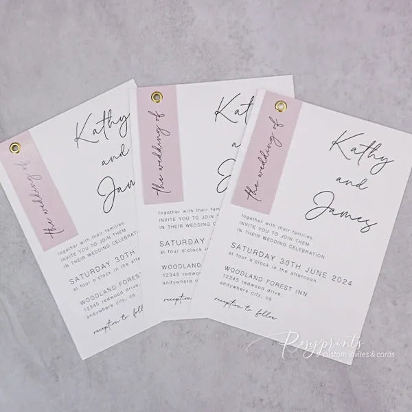 Modern Blush and Dusty Rose Wedding Invitations Suite