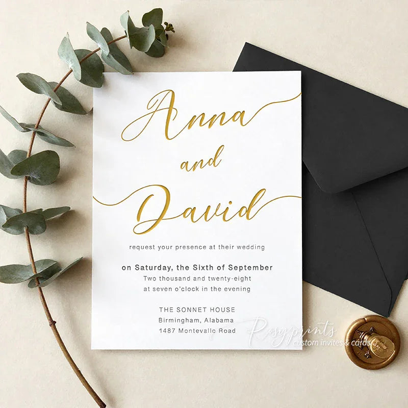 minimalist modern simple letterpress wedding invitations