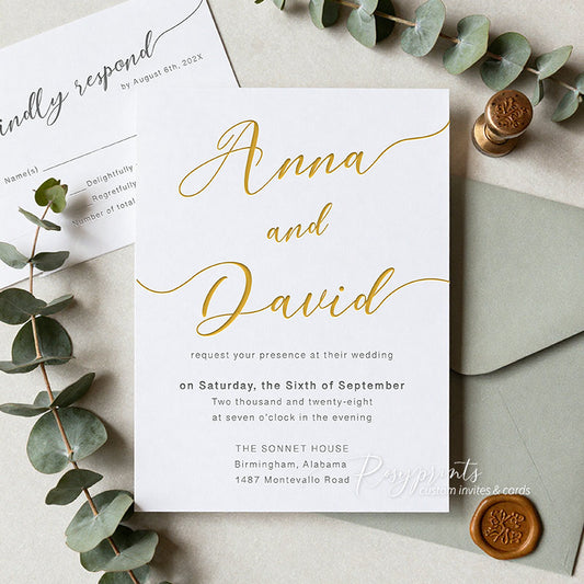 minimalist modern simple letterpress wedding invitations