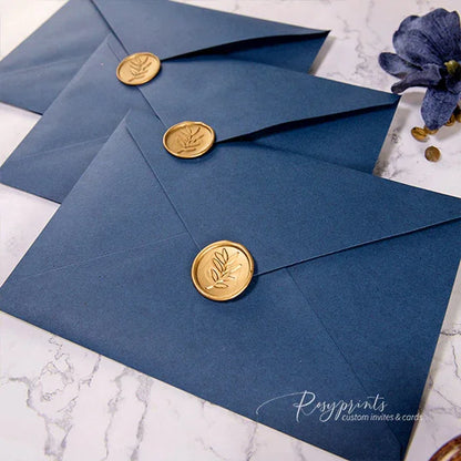 elegant navy blue and gold formal wedding invitations