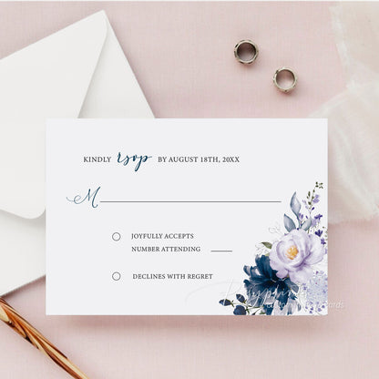 purple and navy blue flower acrylic wedding invitations ROSYA124