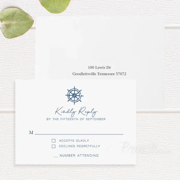 nautical anchor navy blue cheap wedding invitations