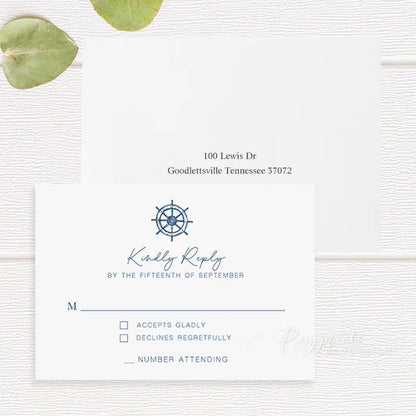 nautical anchor navy blue cheap wedding invitations