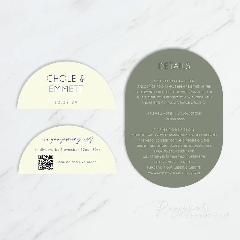 shaped overlay sage lavender purple wedding invitations RPS55