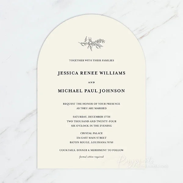 elegant dusty blue olive green arch pocket wedding invitations