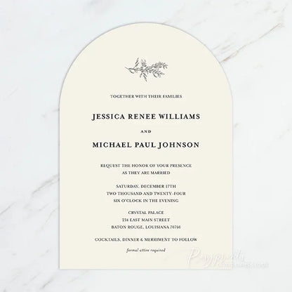 elegant dusty blue olive green arch pocket wedding invitations