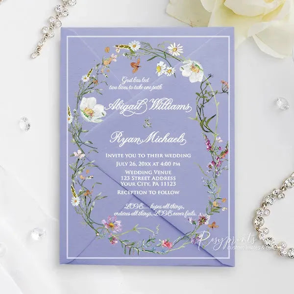 pastel wildflower acrylic wedding invitations ROSYA72 - Rosy Prints