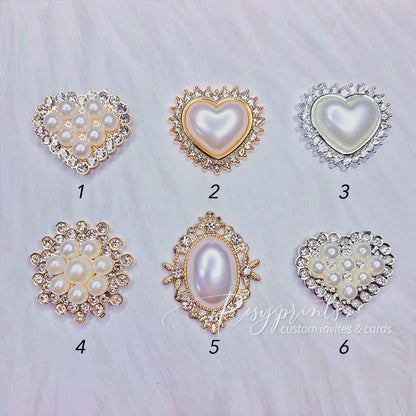 Vintage Pearl Bling Brooch Embellishment, 10pcs/set, 2.5x3.2cm