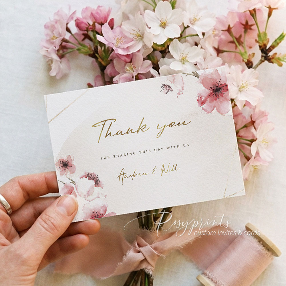 pink cheery blossom flower vellum paper wedding invitations