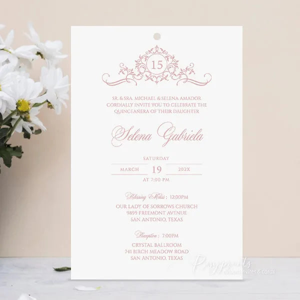 rose pink quinceanera invitations with foil velvet ROSYP56 - Rosy Prints