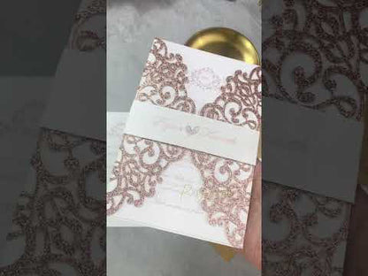 Luxury Foil Dusty Rose Gold Wedding Invitations