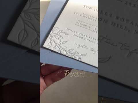 rustic leaves letter press wedding invites