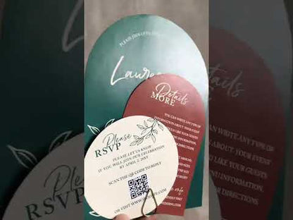 dark teal and rust terracotta arched wedding invitations RPS12