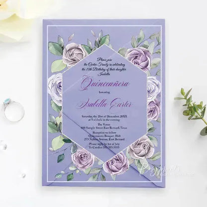 lavender purple acrylic quinceanera invitations ROSYA60 - Rosy Prints