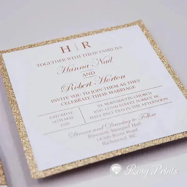 rose gold and white pocket wedding invitations ROSYP09 - Rosy Prints