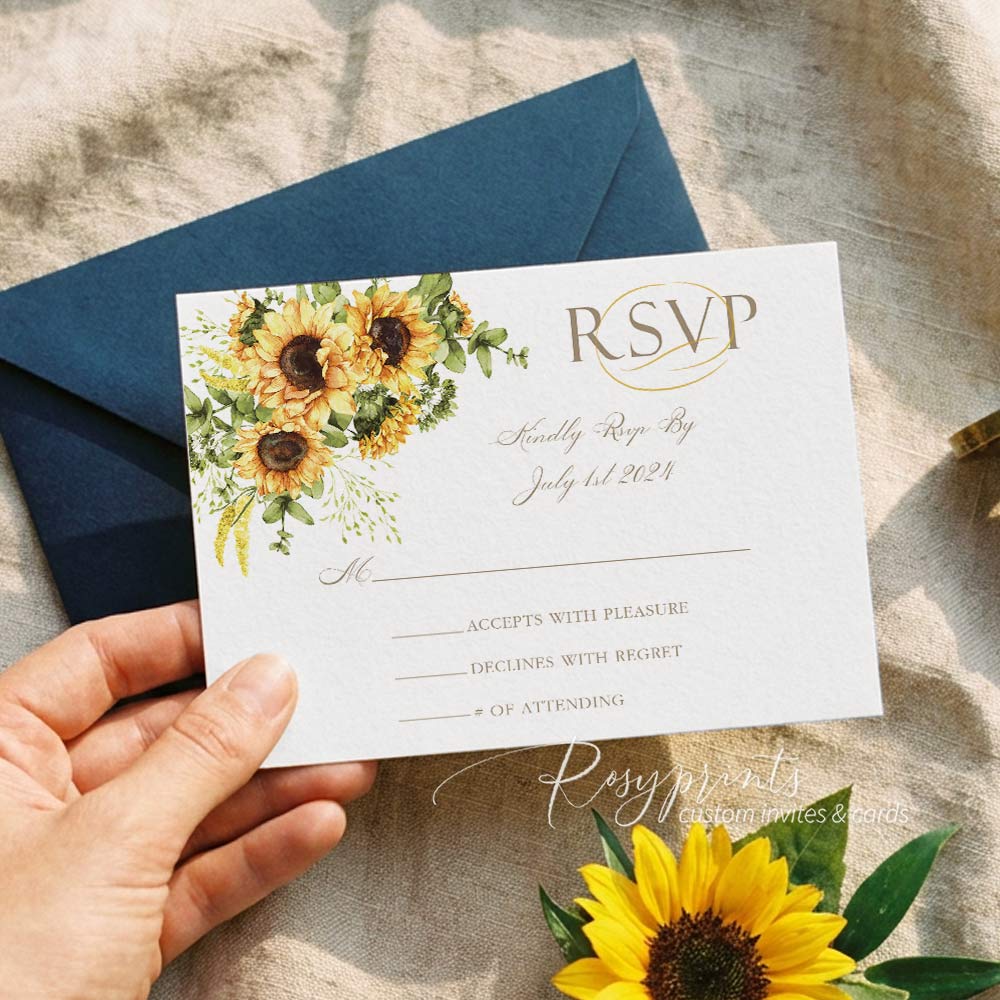 rustic country sunflower vellum wedding invitations