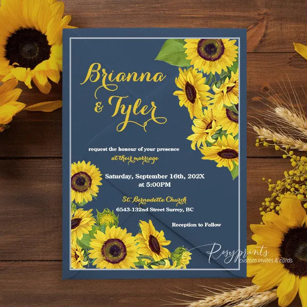 sunflower rustic country acrylic wedding invitations ROSYA102 - Rosy Prints