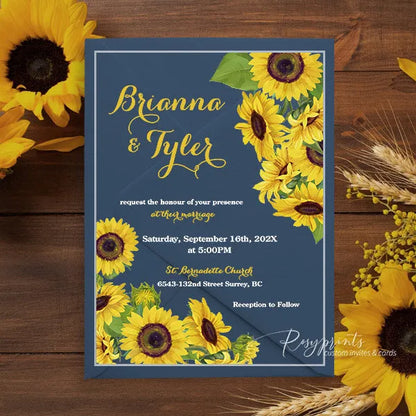 sunflower rustic country acrylic wedding invitations ROSYA102 - Rosy Prints