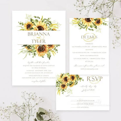 rustic sunflower vellum wedding invitations ROSYV10 - Rosy Prints