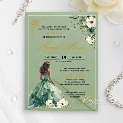 enchanted forest green acrylic sweet 16 party invitations ROSYA86 - Rosy Prints