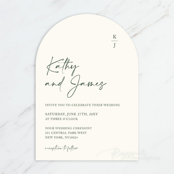 sage green and earth tone arch pocket wedding invitations