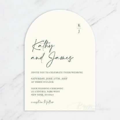 sage green and earth tone arch pocket wedding invitations