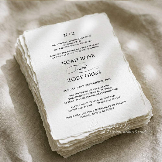 simple elegant deckled edge wedding invitations