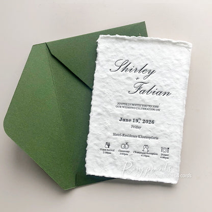 elegant letterpress printing invitations with deckled edge ROSYL09