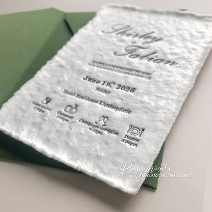 elegant letterpress printing invitations with deckled edge ROSYL09