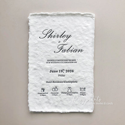 elegant letterpress printing invitations with deckled edge ROSYL09