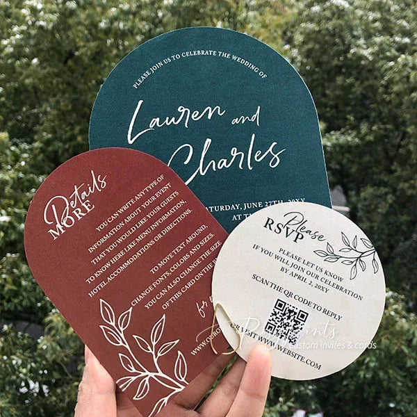 dark teal and rust terracotta arched wedding invitations RPS12