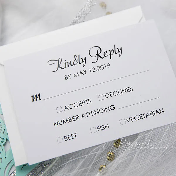 elegant tiffany wedding invitations with silver glitter ROSYP59 - Rosy Prints